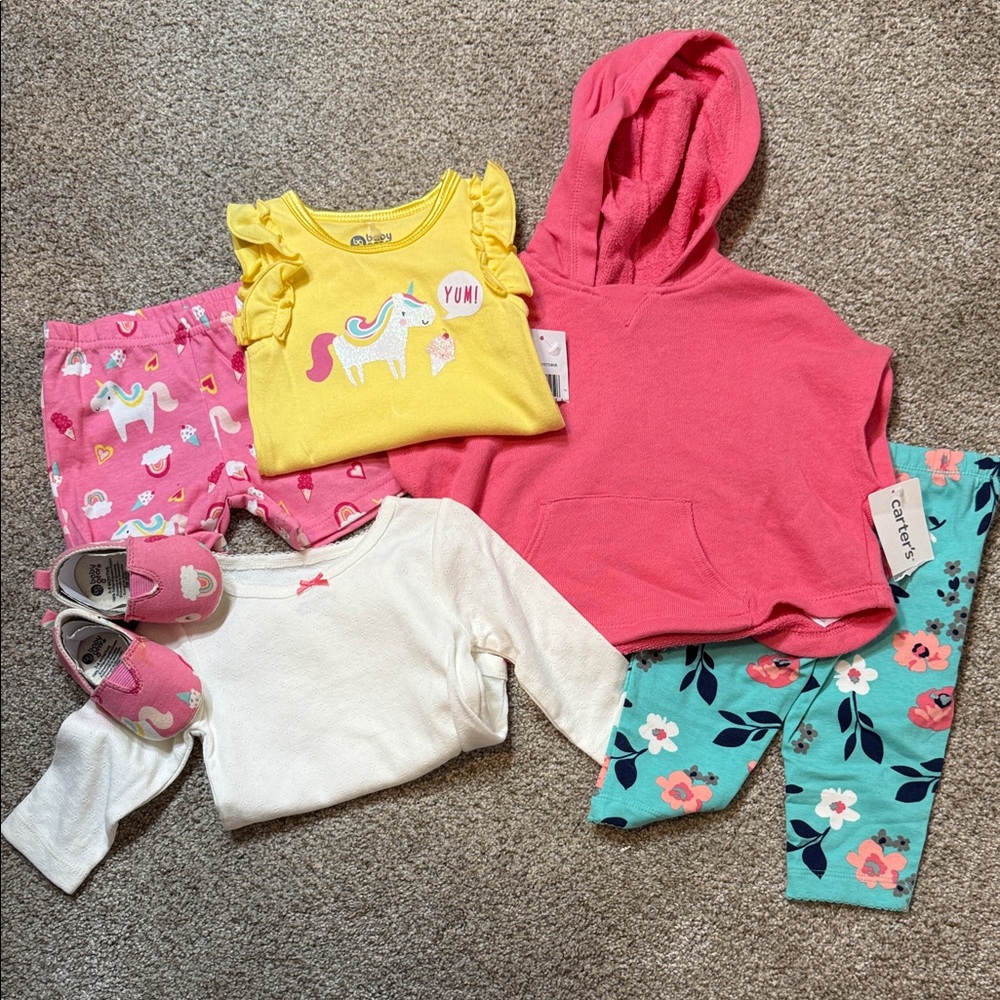 Carter's Pink and Yellow Unicorn Matching Set